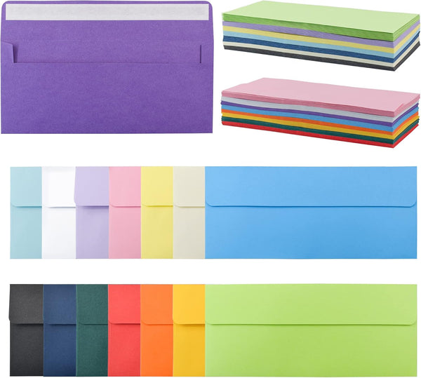 VANRA 150 Pack Colorful Envelopes | #10 Business Envelopes Bulk for Office Checks, Letter Mailing, 4.13 x 9.49 in