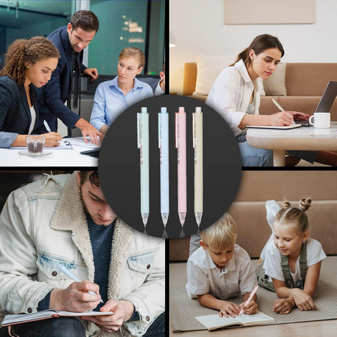 RIANCY Retractable Pink Pens, Black Ink Quick Dry Gel Ink, Smooth Writing 0.5mm, Cute Pen for Journaling