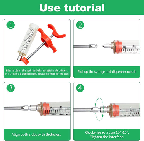 2 Pieces Goat Syringe with 4 Drench Nozzle, Adjustable Dosage, Reusable for Sheep, Dog, Goat, Pig, Cat Feeding