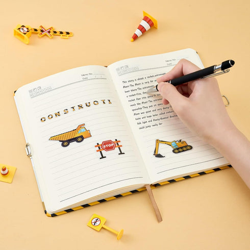 WERNNSAI Luminous Truck Journal, A5 Boys Notebook with Lock, School Travel Diary, Writing Notepad with Keys