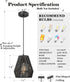 7" Woven Pendant Light Fixtures, ELYONA Farmhouse Coastal Hanging Lamp with Matte Black Handwoven Rattan Basket Shade