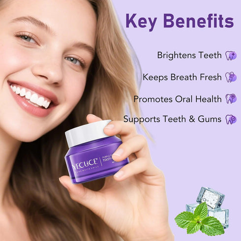 2Pack Teeth Whitening Powder, Purple Teeth Whitening Powder, Toothpaste Power, Keep Breath Fresh, Mint Flavor