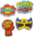 Super Hero Bulletin Board Paper Cutouts - 8 Piece - Super Student Mask, Boxing Glove, Boom - 8 x 6 Inches