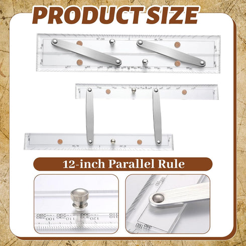 Saysurey Drawing(12 Inch) Parallel Ruler Marine Navigation Tool with Clear Scales Parallel Ruler with Brushed Aluminum