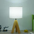 YSJUENAII Modern Small Tripod Table Lamp with Wooden Base, White Fabric Shade, Bedside Desk Light (White)