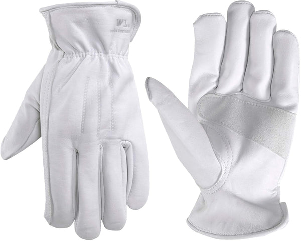 Wells Lamont Men's Full Leather Work Gloves, X-Large (1720XL), Grain Goatskin, Grey, Reinforced Palm