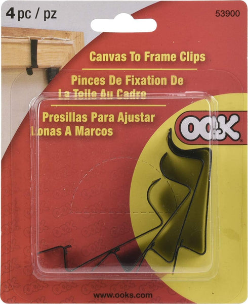 OOK 53900 Canvas Frame Clips, Picture Frame Clips, Steel, Black Finish, 35lb (4 Piece)