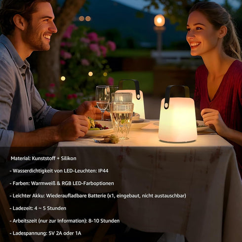 IP44 uuffoo Table Lamp Lantern Outdoor Portable Warm White RGB USB Charging Cordless Lamp LED Table Lamp for Garden