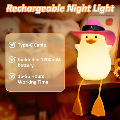 Dimmer Anywin Cute Benson Ducks Night Light, Squishy Touch Silicone Animal Nursery Bedside Lamp, & Rechargeable
