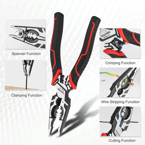 HAUTMEC Pro 8" Multifunctional Combination Linesman Plier with Cable Cutter, Wire Stripper, Terminal Crimping, Tool