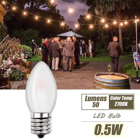 Christmas Village Replacement Light Bulbs C7 Edison LED Mini Night Light Bulbs E12 Candelabra Base 2700K Warm White (6