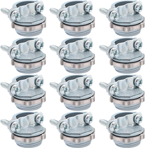 12pcs 1/2 Inch Clamp Type Cable Connectors for Metallic Conduit to Protect Cables, Silver-Zinc