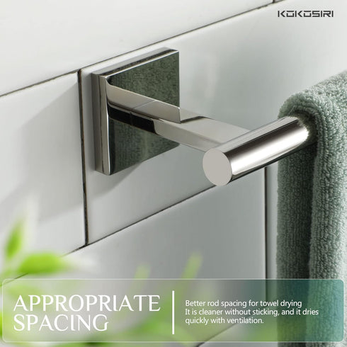 2 Pack, B3008CH-P2 KOKOSIRI Hand Towel Bar Chrome Bathroom Towel Rail Holder Kitchen Paper Holder Wall Mounted Toilet