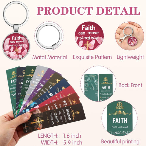 Jetec 150 Bible Verses Gift Set, 30 Christian Bookmarks, Pens, Notebooks, Keychains, Organza Bags for Office Church