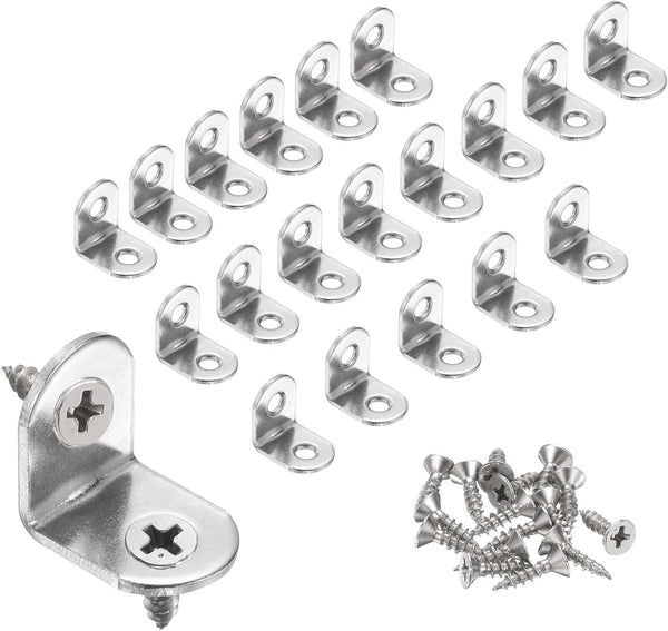 HARFINGTON 20pcs L-Shaped Corner Bracket 0.8" x 0.8" x 0.6" Stainless Steel