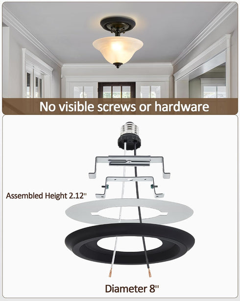 5" 6" E26 Luvkczc Recessed Can Light Conversion Kit for and Ceiling Fixtures - Pendant/Hanging Light Upgrade, Includes