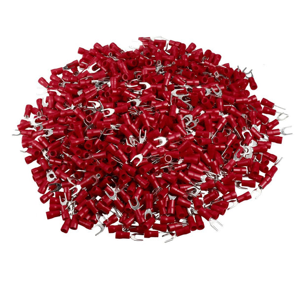 uxcell 1000PCS SV1.25-4S Insulated Fork Spade Wire Connector for Electrical Crimp Terminal 22-16AWG