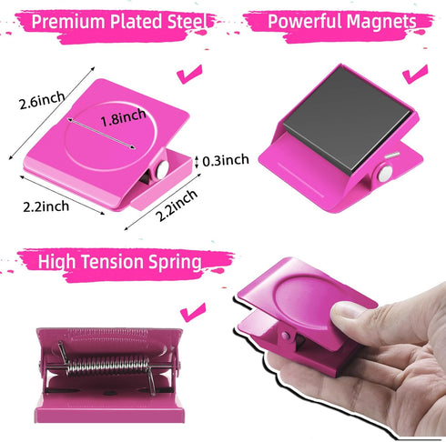 Grtard 6Pack Heavy Duty Refrigerator Magnet Clips, 2.2 Inch Super Strong Magnetic Clips for Fridge, Office, Classroom