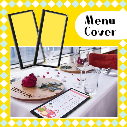 10 4.5 11 Inches (4 8 Ziliny Pcs x Transparent Restaurant Menu Holders Clear Menu Covers with Metal Corners Black