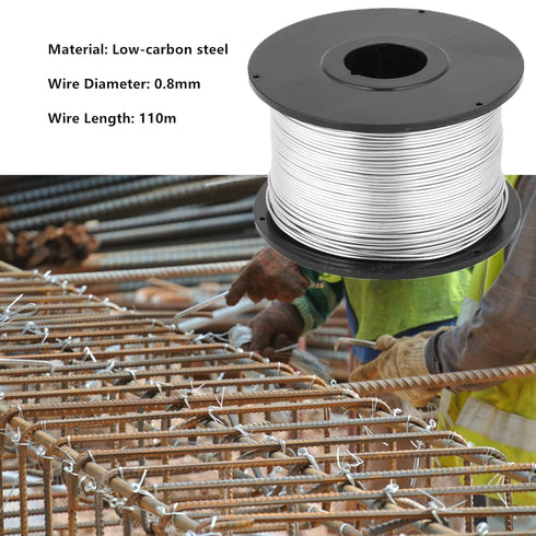 4pcs Wire Rebar Tie Wire - 110m Length, 0.8mm Diameter Steel Rebar Tie Wire Rolls for Automatic Tying Machine