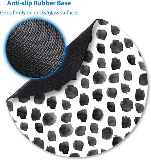 Cute Round Mouse Pad, Black and White Polka Dot Print Design for Computers and Laptop