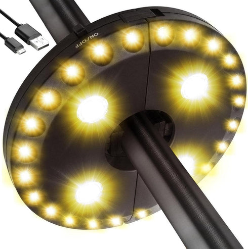 LATME Patio Umbrella Light Rechargeable Umbrella Lights 10-25 Hours Runtime,Umbrella Pole Light 3