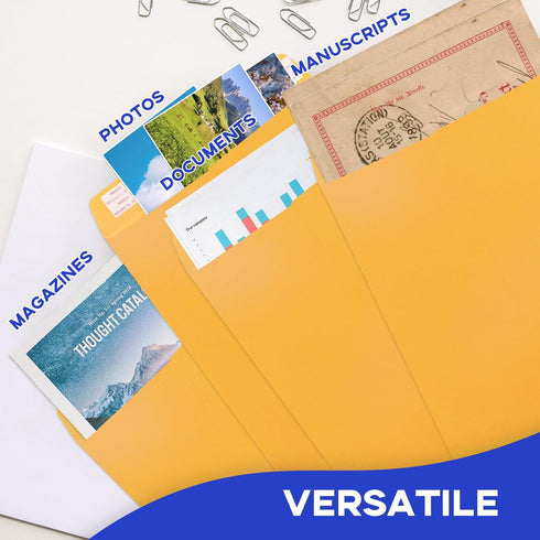 Manilla Envelopes 9x12 Self Seal, 100 PCS Goefun Brown Kraft Large Yellow Envelopes for Mailing - 100GSM