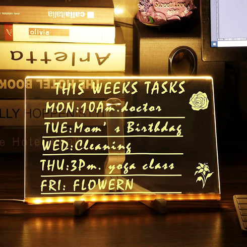 LED Note Board with Colors, Acrylic Dry Erase Board for Kids, Light up Board with Stand & 7 Pens