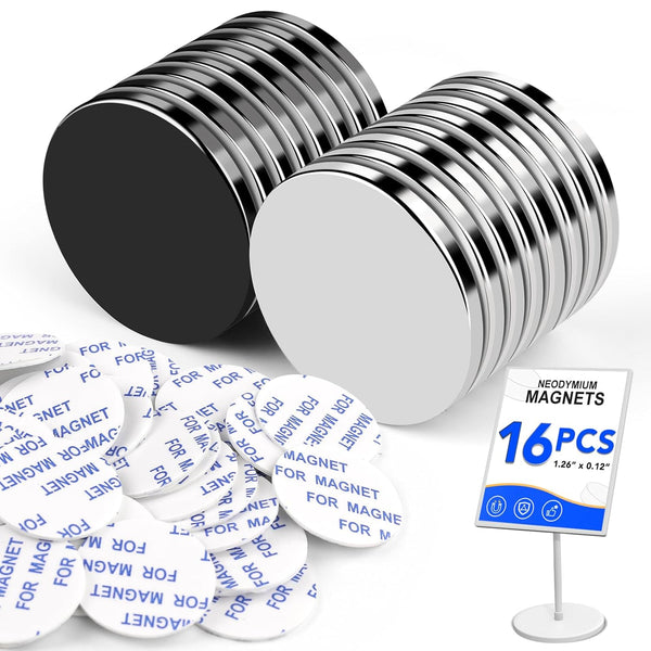 LOVIMAG 16 Pack Strong Round Magnets, Super Strong with Adhesive Backing for Office, Science, DIY