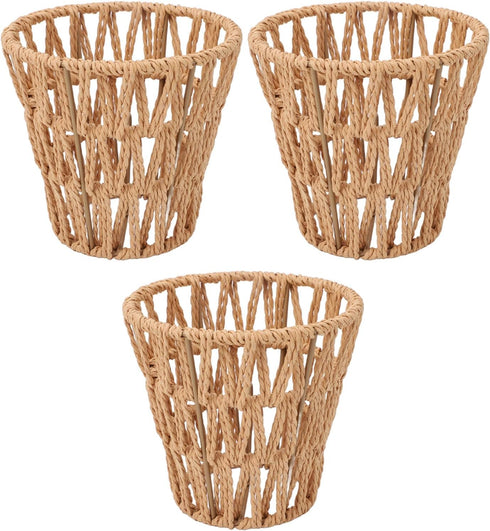 HEEPDD 3PCS E14 Bulb, 9cm 14cm 3PCS Faux Rattan Lampshade, Rope Clamp/Holder On Lampshade for Top Bottom, Perfect