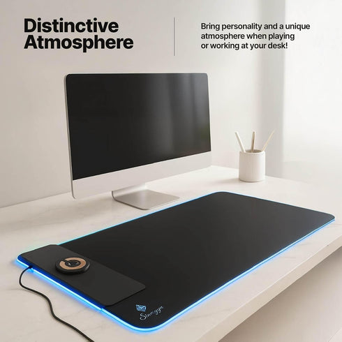 Generic 15W, 900x400x4MM, Wireless Charging RGB Gaming Mouse Pad LED Mouse Pad Light Modes Extra Large Mousepad