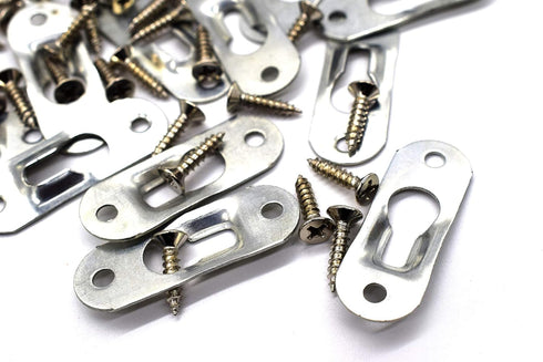 AUEAR Metal Keyhole Hanger, Picture Frame Mirror Cabinet Hanging Fasteners (20 Pack, Silver)