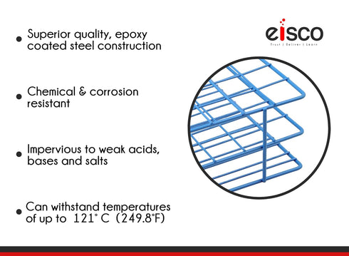 EISCO Wire Test Tube Rack - Holds 40 Tubes with 18-20mm Diameter - Epoxy-Coated Steel