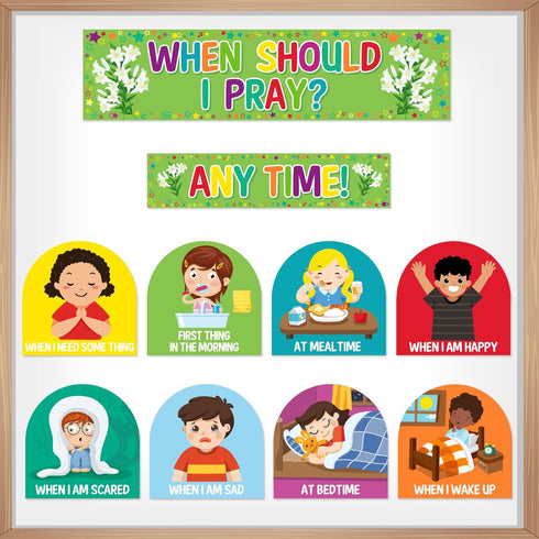 When Should I Pray Cutouts Classroom Bulletin Board Decoration Set for Religious Classroom and Sunday School