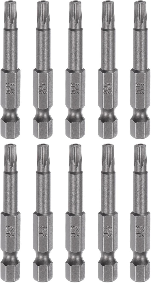 10pcs TS25 Star 5 Point Screwdriver Bit 1/4" Hex Shank - 2" Length Magnetic Security Torx Head Power Tool