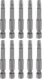 10pcs TS25 Star 5 Point Screwdriver Bit 1/4" Hex Shank - 2" Length Magnetic Security Torx Head Power Tool