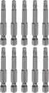 10pcs TS25 Star 5 Point Screwdriver Bit 1/4" Hex Shank - 2" Length Magnetic Security Torx Head Power Tool