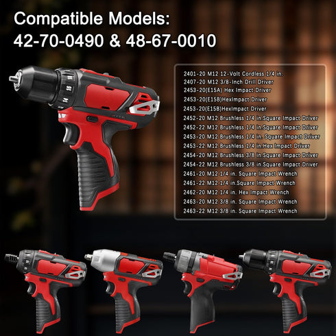 42-70-0490 Belt Clip Kit for Milwaukee M12 12V Power Tools, 4PCS Drill Impact Driver Tool Clips with Screws