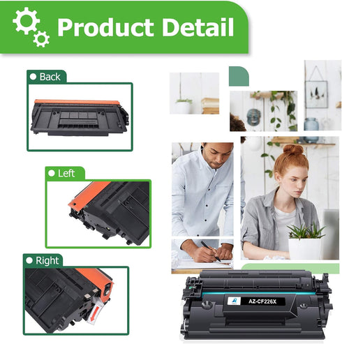Aztech 26X CF226X Toner Cartridge, 2 Pack High Yield Compatible Replacement for HP 26X CF226X, Black 2-Pack