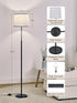 60" A19 9W 3000K-6000K 10%-100% Dimmable Bulb Modern Floor Lamp for Living Room Bedroom, Standing Lamp with White Linen