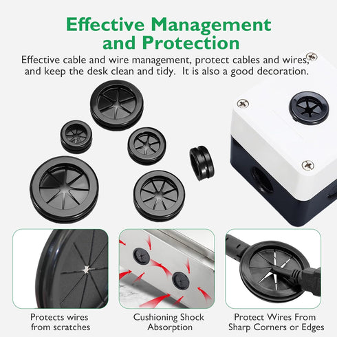 25PCS 3/4 inch Rubber Grommets for Wiring, 5/8" ID Automotive Firewall Cable Hole Protection, Double-Sided Plugs
