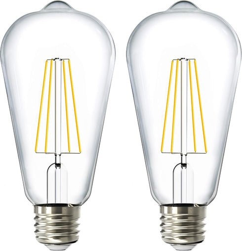 Sunco Lighting 2 Pack, Dusk to Dawn Light Bulbs, LED Edison 2700K Soft White, 7W Equivalent 60W, E26 Base