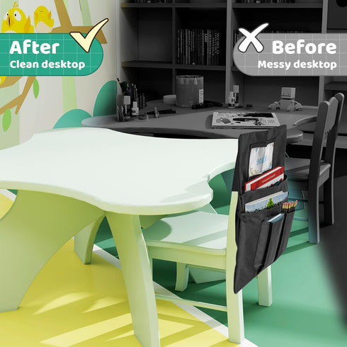 Chair Pockets Black - 12 Pcs, 14 x 13 Inch Chairback Buddy Pocket Classroom Organizer with Name Slot