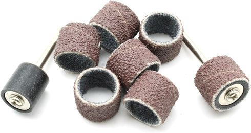 TEMO 100 pc Sand Drum Grit 60 Coarse, 1/2 Inch with 2 pc 1/8 Inch Mandrel