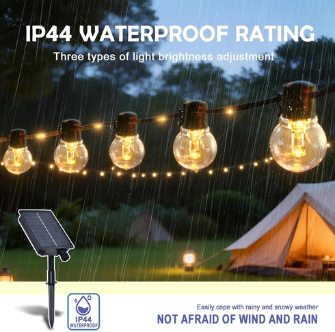 34ft G50 15 Bulbs E26 String Lights with Golden Yellow Light Guide Column LED Shatterproof Waterproof for Outdoor Patio