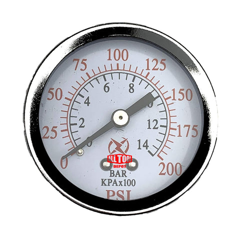 Best in USA 2" Air Pressure Gauge - 0 to 200 PSI, Center Back Mount, 1/8" NPT, 2" Dial