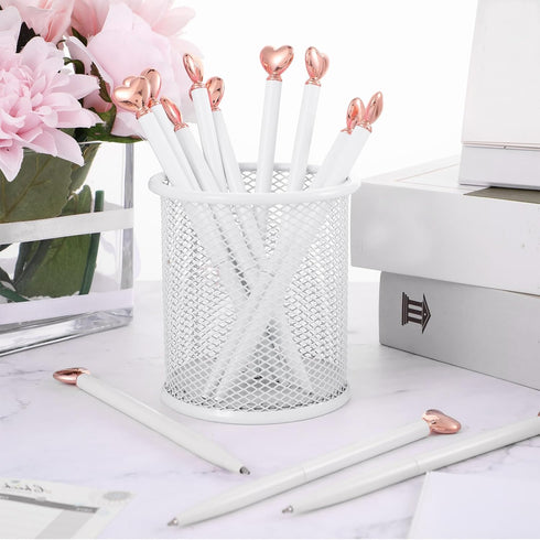 Thenshop 24 Pcs Heart Shaped Pens, Retractable Metal Cute Pens 1.0 mm Black Ink for Engagement Gifts Women