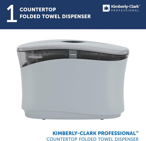 Countertop (55760), 13.3"x9.0"x5.2" 1) Kimberly-Clark Professional Folded Paper Towel Dispenser Soft Grey