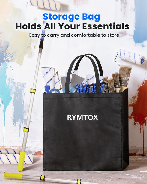 Rymtox 33PCS 24 9" 4" 4 Set Paint Roller Kit with Extension Pole | FT Pole | & Paint Rollers | Carry Bag | Brushes
