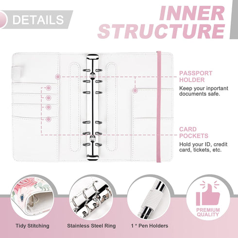 Onlyesh Budget Binder with Zipper Envelopes, 28Pcs Cash Envelopes for Budgeting, Money Organizer (RoseWhite)